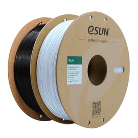 eSUN PLA+ Filament 1.75mm, 3D Printer Filament Dimensional Accuracy +/- 0.03mm, 1kg Cardboard Spool(2.2lbs) 3D Printing Filament, Fits for Most FDM 3D Printers(Black+Cold White)
