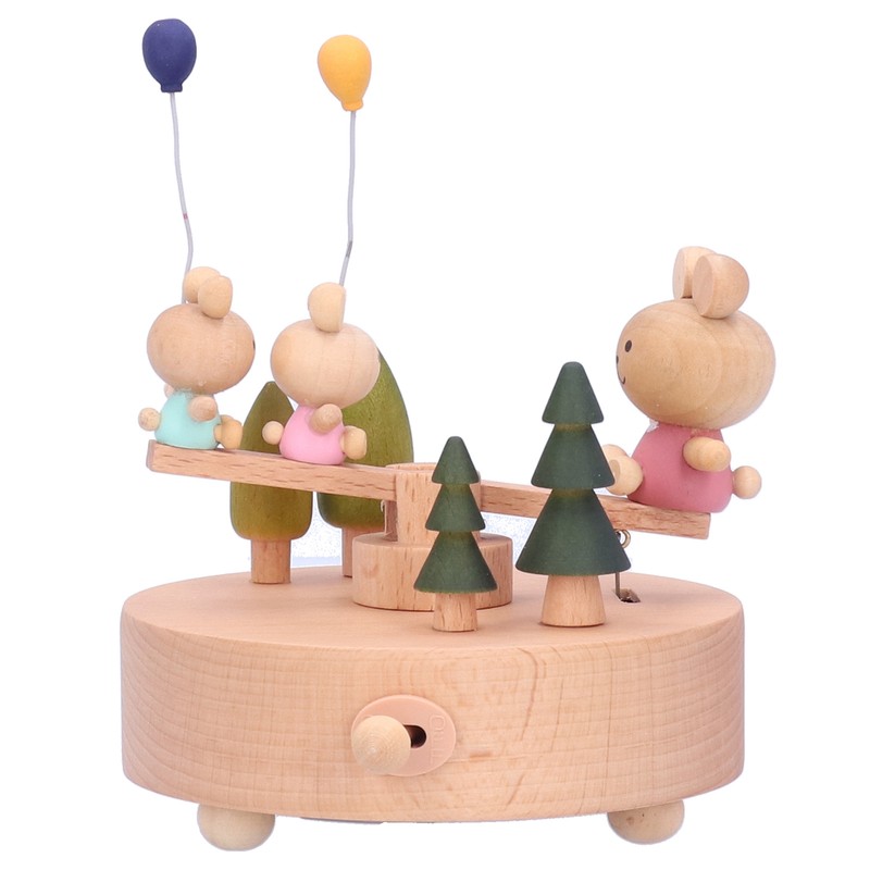 Wooden Seesaw Music Box Handicraft Home Decoration Desktop Ornament Valentine's