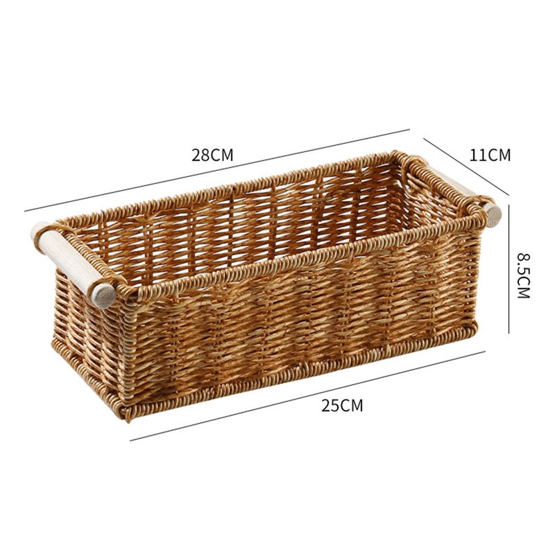 Imitation Rattan Baskets for Organizing Organizer Long Narrow Woven Baskets