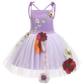 IDOPIP Baby Girls Embroidery Flower Tutu Dress Summer Sleeveless Backless Princess Birthday Party Dresses Toddler Little Girl First Communion Pageant Flower Bow Sundress Clothes Purple 18-24 Months