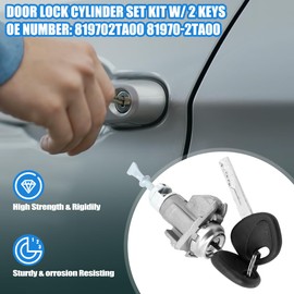 MAITUYU Door Lock Cylinder with 2 Keys for Kia Optima 2011-2018 Replace OE 819702TA00 81970-2TA00 Front Left Driver Side Car Door Lock with Door Key Metal