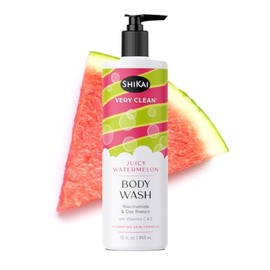ShiKai Gel De Baño Very Clean (Sandía Jugosa, 12 Oz) | Gel Limpiador Hidratante Para Piel Seca | Con Niacinamida, Proteína De Avena, Vitaminas C Y E