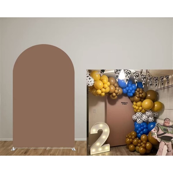 iydoda Brown Arch Stretchy Fabric Covers Double-Sided Arched Backdrop Stand