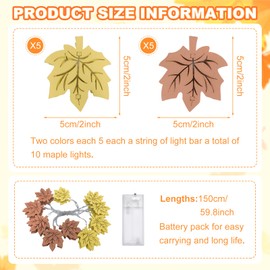 UOY Autumn Decoration Maple Leaf Fairy Lights, Autumn Decoration Indoor Wooden Fairy Lights with 10 Maple Leaf Light, 1.5 m Autumn Fairy Lights Maple Leaf Garland Autumn Decoration for