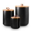 Black Ceramic Canister Set, 3pcs Ceramic Kitchen Canisters for Countertop