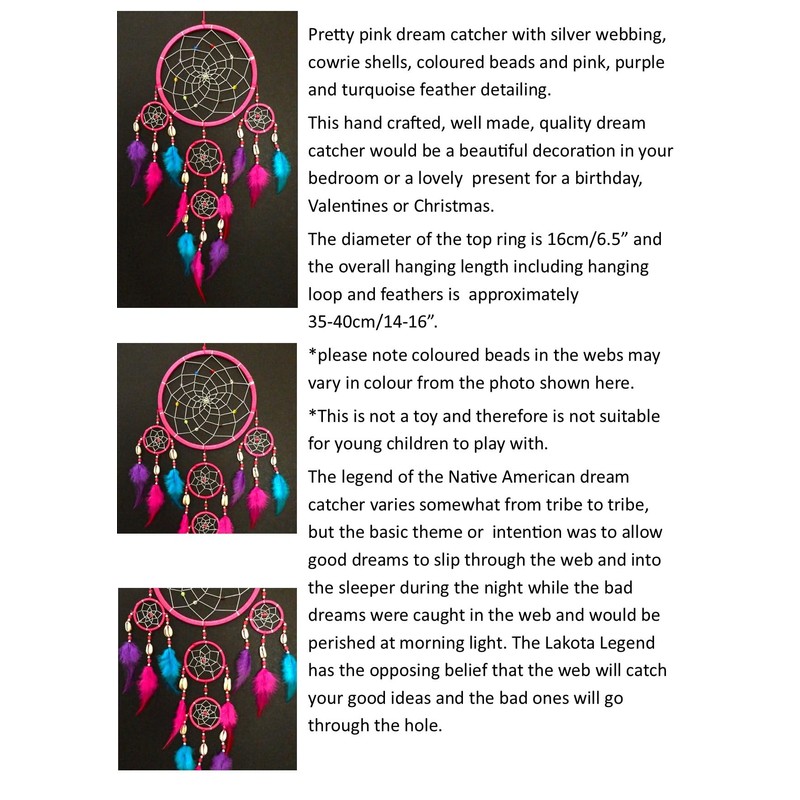 BRILLIANT GIFTS TRADITIONAL PINK PURPLE DREAM CATCHER (single top)