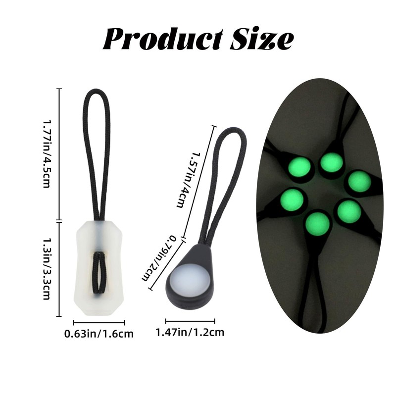 24Pcs Self Luminous Zipper Pulls,Zipper Puller Head Glow in The