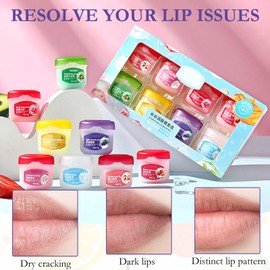 8 Stück Lippenbalsam, Hydrating Lip Balm, Fruchtig Lippenpflege Set, Feuchtigkeitsspendender Lippenbalsam, Lippenmaske Geschenkset, Tag Nacht Hydratisierende Lippen Salbe für Verblassende Lippenlinien