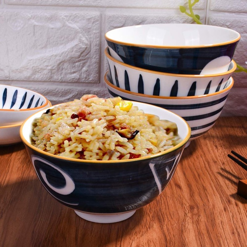 Cerficer Japanese Rice Bowls set, Ceramic Rice Bowls set of