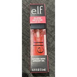 ELF e.l.f. elf Glow Reviver Lip Oil, Infused w/ Apricot. Pink Quartz. 82004. 0.25 oz
