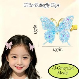 6PCS Butterfly Clips for Hair,2in Butterfly Hair Clips for Women Long Thick Thin Hair,Glitter Butterfly Clips for Wedding, Party, Prom And Back To School