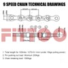 FITTOO 9 Speed Bike Chain 1/2 x 11/128 Inch 116