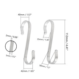 MroMax 10Pcs Heavy Duty S Hooks 35x38mm Flat Nickel Plating Pan Holder Rack Hooks Hanging Hangers S Shaped Hooks for Kitchenware Pots Utensils Clothes Bags Hat Towels Plants Silver Tone