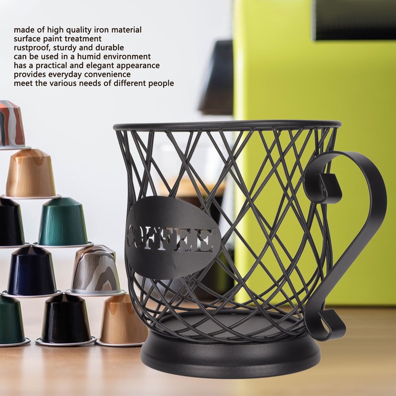 Iron Coffee Pod Holder Organizer Large Capacity Coffee Capsule Storage