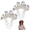 FINGERINSPIRE Pack of 2 White Crystal Fringe Shoulder Epaulette Rhinestone