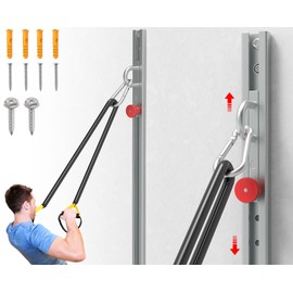 Adjustable Resistance Band Anchor Workout System - Wall Mount Pulley Anchor for Physical Therapy, Warmups, and Athletic Training
