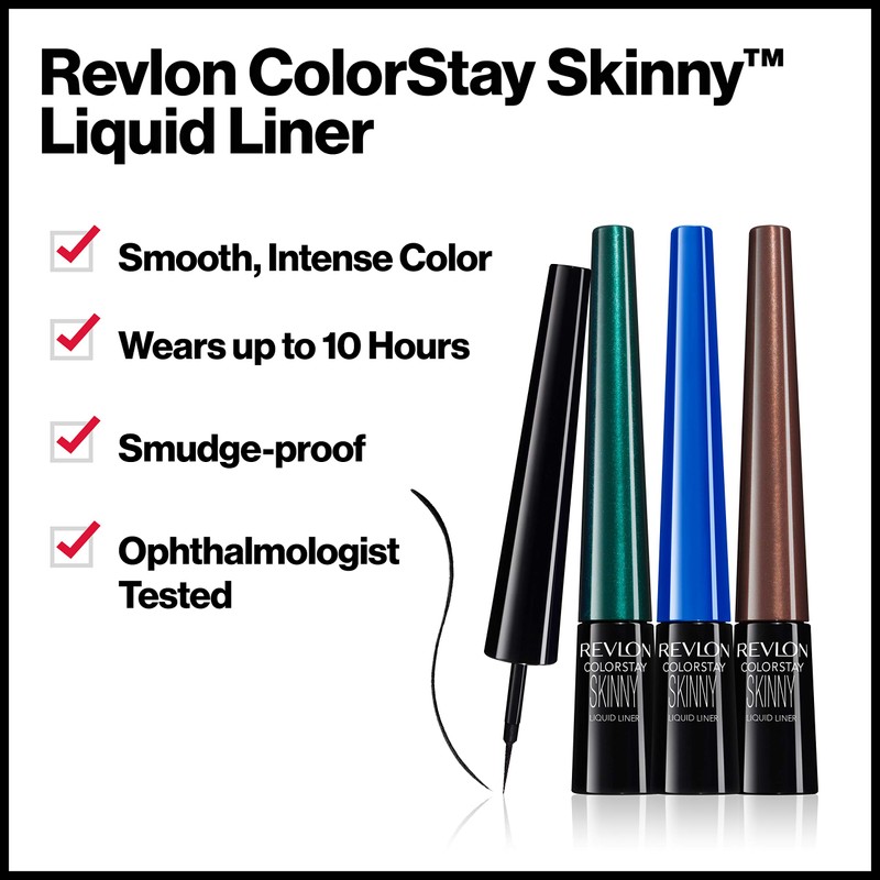 Revlon Skinny Liquid Eyeliner, ColorStay Eye Makeup, Waterproof, Smudge-proof, Longwearing