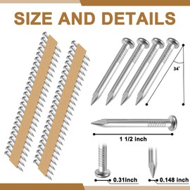 Zonon 3000 Count 1 1/2 Inch Metal Connector Nails Galvanized Joist Hanger Nails 34 Degree Paper Tape Collated Nails Full Round Head Smooth Shank Nails for Metal Connector Nailer (0.148 Inch)