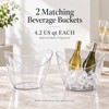 Clear Ice Buckets, 2-Pack Beverage Chiller Tubs with Built-In Handles,