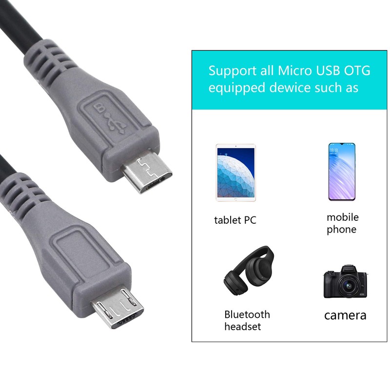 CERRXIAN USB Micro Male to Micro Male OTG Adapter Cable