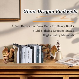 Dragon Book End, Dragon Bookend Decorative, Unique Bookend for for Shelves, Lightweight Book Ends Decor for Shelf Book, Vintage Home Decoration for Home, Office Desk, Living Room