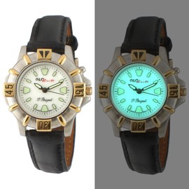 Peugeot Womens Glow in The Dark Watch - Ladies Two Tone Case with Leather Strap