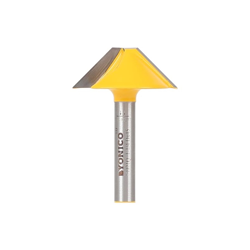 Yonico V Groove Flat Bottom Router Bit 45 Degree 1/4-Inch
