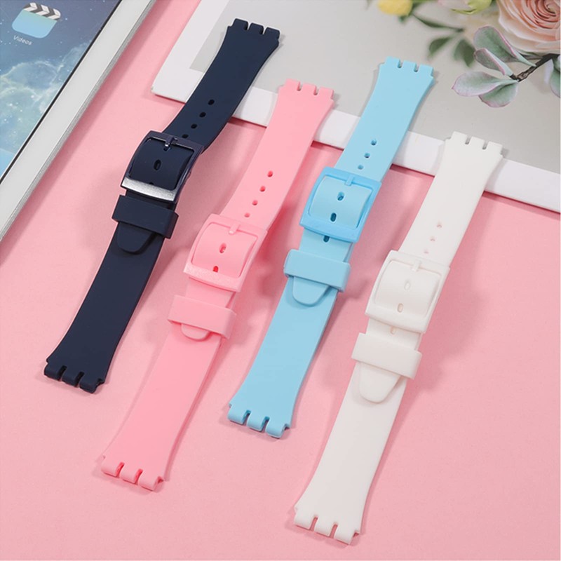 Lijinlan Replacement Silicone Band for Swatch 17mm 19mm 20mm, Waterproof