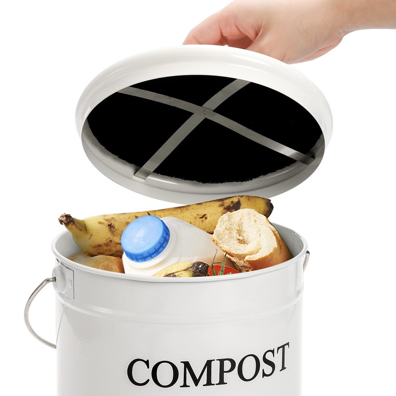 AVLA Compost Bin Kitchen Countertop, 1 Gallon Composter Pail, Food