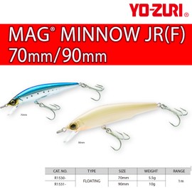 YO-ZURI Saltwater Lure Mag Minnow Junior Floating 3.5 inches (90 mm) Color: Bone Center of Gravity Shift