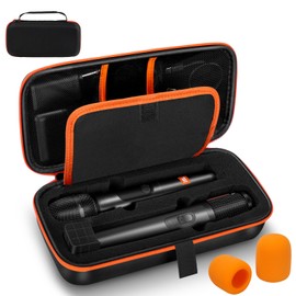 Wireless Microphone Case - Compatible with JBL Wireless Two Microphone System & Dual Partybox Mics - Handheld Dual Mic Travel Bag for Singing & Karaoke | Waterproof & Dirt Resistant - Black (BOX ONLY)