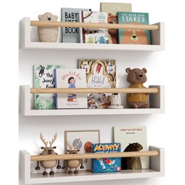 G&W Gruwald Nursery Book Shelves, Set of 3, Wall Bookshelf, Book Shelf for Kids Rooms, Wall Book Shelves for Bedroom Kids, Floating Shelf, Nursery Decor