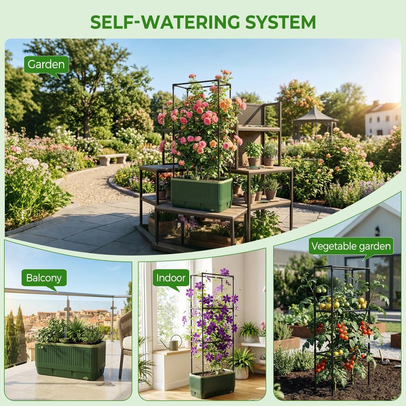 Raised Garden Bed Tomato Planter with Trellis, 52" Self Watering