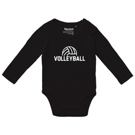 Huuraa Baby Bodysuit Volleyball Lettering Gift Size 62 Black Organic Cotton Fairtrade Volleyball Baby Clothing