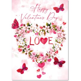 doodlecards Valentine's Day Card Floral Love Heart Large A4 Size with Plain Envelope