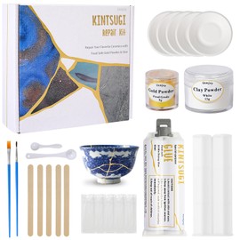Kintsugi Repair Kit, Food Safe Glue & Edible Gold Mica Powder for Ceramics and Porcelain Repair, Perfect for Beginners Restoring Meaningful Gifts, Japanese Art Kintsugi Craft