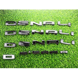 Overlay Emblem 3D Letter Door Tailgate Badge Nameplate Compatible for 2019-2024 Sierra 1500 2500hd 3500hd Denali Set of 4Pcs (Gloss Black)