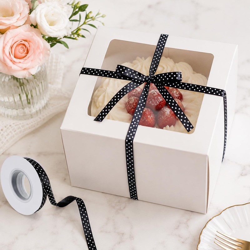 Polka Dot Ribbon 3/8 Inch 25 Yards Black and White