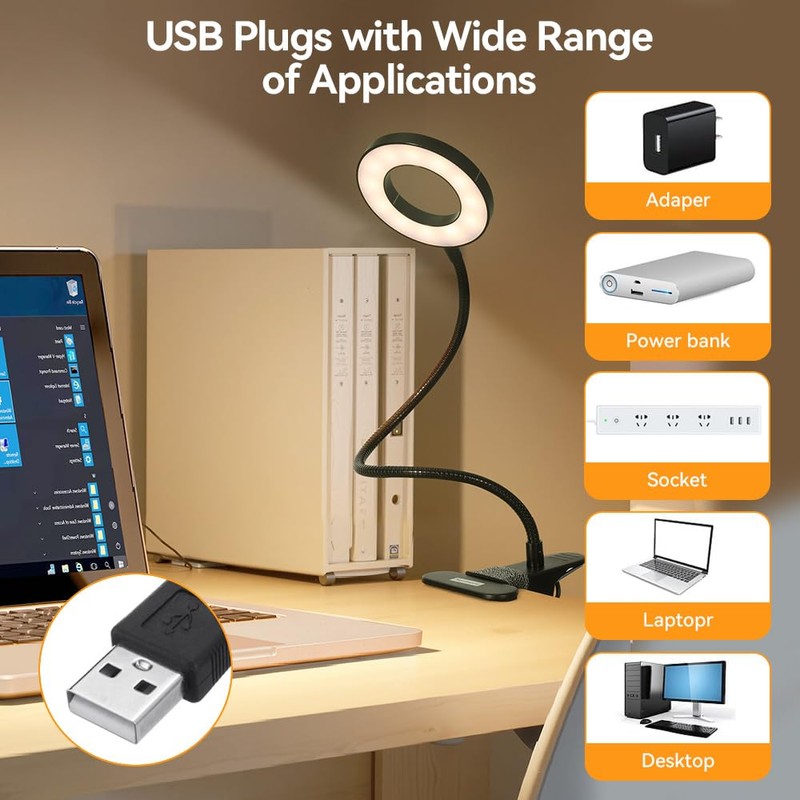 Skymore Clip on Light, Reading Light Book Light with Clamp,