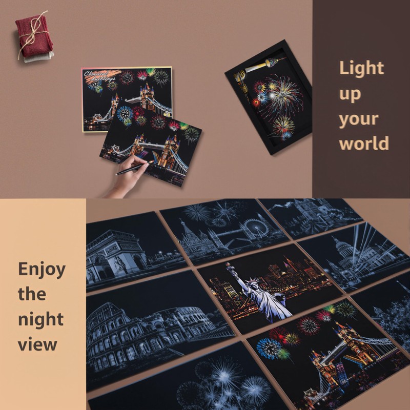 Scratch Art Paper, 12 Sheets Scratch Cards & Scratch Drawing