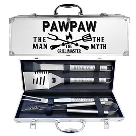 Paw Paw Gifts, Fathers Day Pawpaw Gifts for Grandpa from Grandkids Heavy Duty Grilling Accessories Kit for Backyard BBQ, Thick Stainless Steel Grill Utensils with Non-Slip Handle Tool for Man