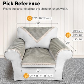 Couch Arm Covers, 2pcs Velvet Sofa Arm Covers, Couch Covers, Non-Slip Lace Armrest Covers, Headrest/Backrest Cover, Seat Cover, Slipcover for Pet Armchair Loveseat Recliner Furniture(28"×24", Sand)