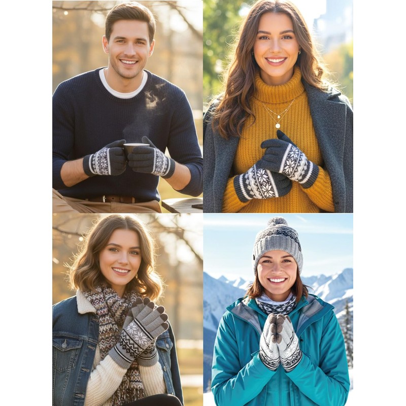 FREESE Knitted Gloves, Cold Protection, Smartphone Compatible, Non-Scratchy, Brushed Lining,
