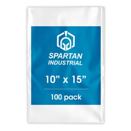 Spartan Industrial - 10” X 15” (100 Count) 1.1 Mil Flat Open End Clear Plastic Poly Bags - for Proofing Bread Dough, Packaging Clothes, Shirts (Thin & Lightweight - Bags DO NOT Have Seal)