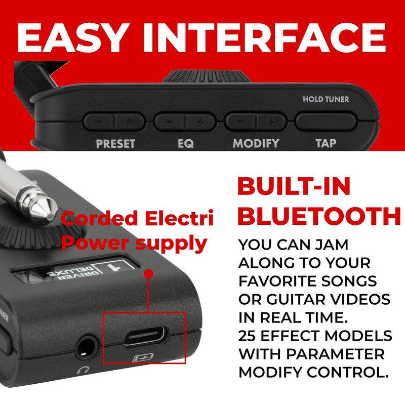 Fender Mustang Micro Plus Headphone Amplifier Bundle with 12-Pack Picks