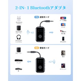 STDRIVO Bluetooth 5.4 Transmitter & Receiver, Connect 2 Devices Simultaneously, 2-in-1 Wireless Transmitter, Receiver, Bluetooth Adapter, Receiver & Transmitter, For Airplanes, Cars, TV, Games, Flights, Hands-Free Calling, Music Playback, Built-in Mic, B