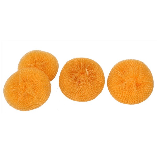 uxcell a16020300ux0128 Orange Plastic Wire Round Ball Bowl Dish Washing Scrubber (Pack of 4)