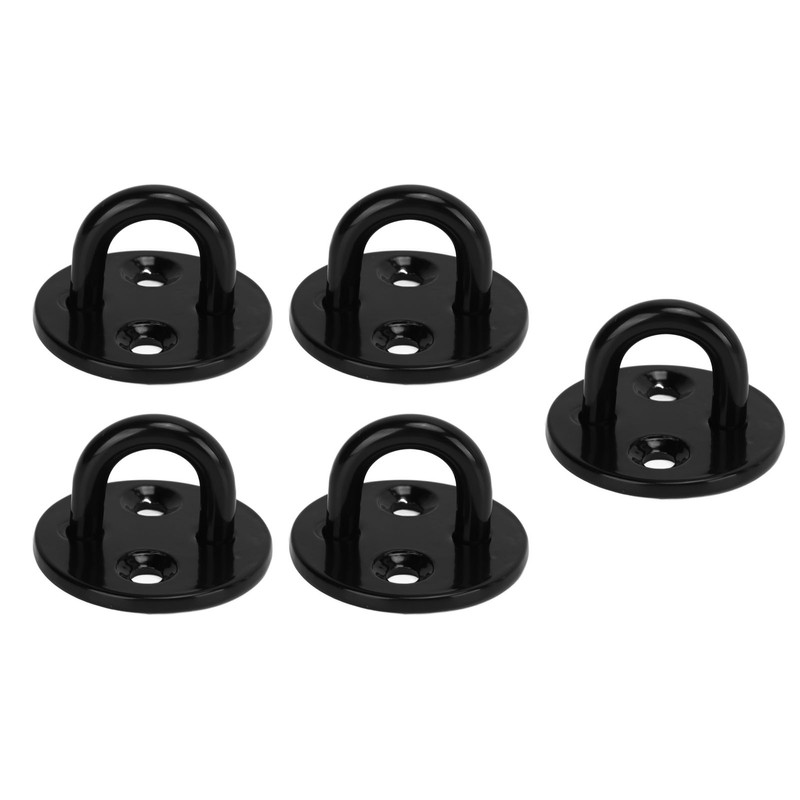 5Pcs Eye Plate Thickened Black Stainless Steel Enhanced Load Bearing