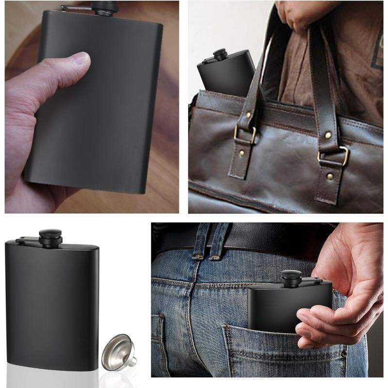2 Pack Hip Flasks for Liquor, 8 Oz & 12