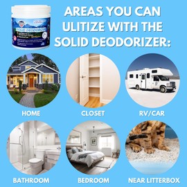 Show Out Solid Deodorizer & Air Freshener - Long Lasting, Absorbs Pet & Household Odors, Bathroom, Closet, Small Room, Basement, Office, RV, Beds, Kitchen & More. 15 oz Rainstorm Fragrance (2 pack)